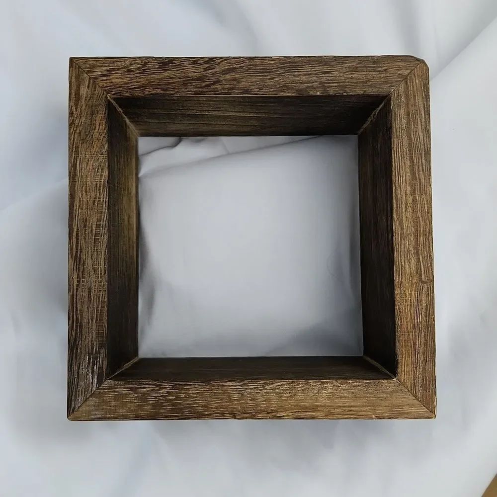 🔺️NWT The Container Store Brown Rustic Wood Square Display Shelf